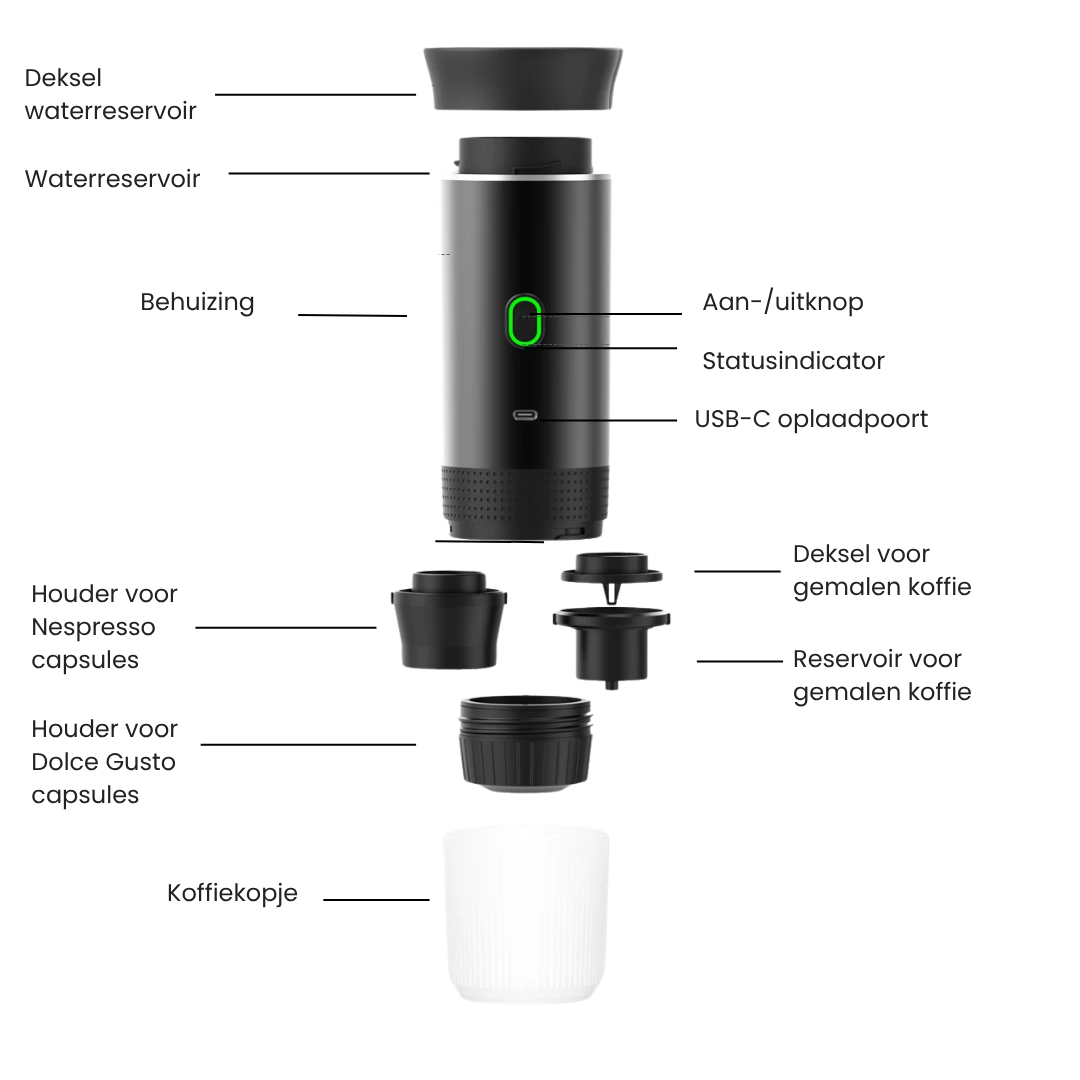 EspressoGo™ - 3 in 1 Draagbare Espressomachine
