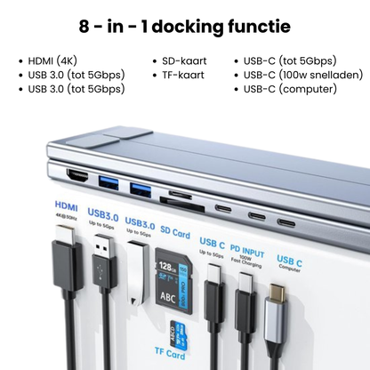 LiftDock™ 8-in-1 Laptopstandaard