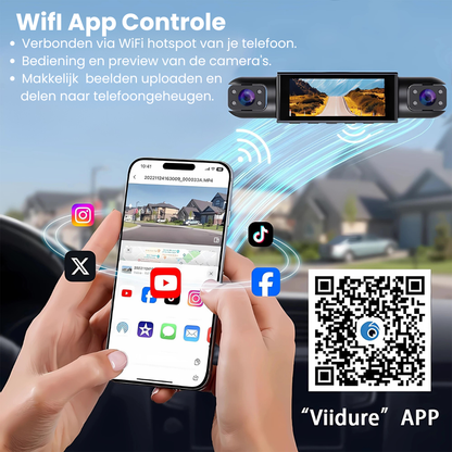 Dashcam met 4 Camera's | WiFi & Parkeerbewaking